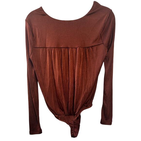 Free People Turnt Thong Bodysuit in Mesa Brown Size Medium Gently Used Boho Fall - Picture 4 of 5